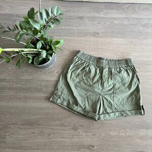 Sanctuary Olive Green Elastic Waistband Cuffed High Waisted Shorts